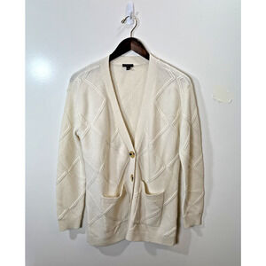 Talbots Women's Wool Cashmere Blend‎ Cardigan Size S Petite Cream Classic Preppy